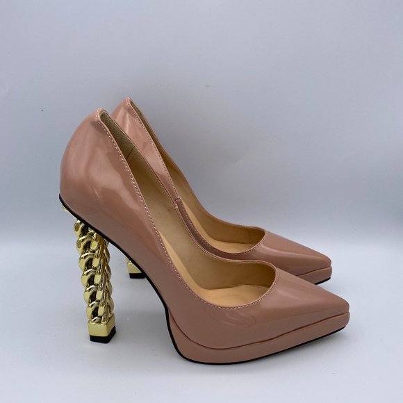 nude round toe heels